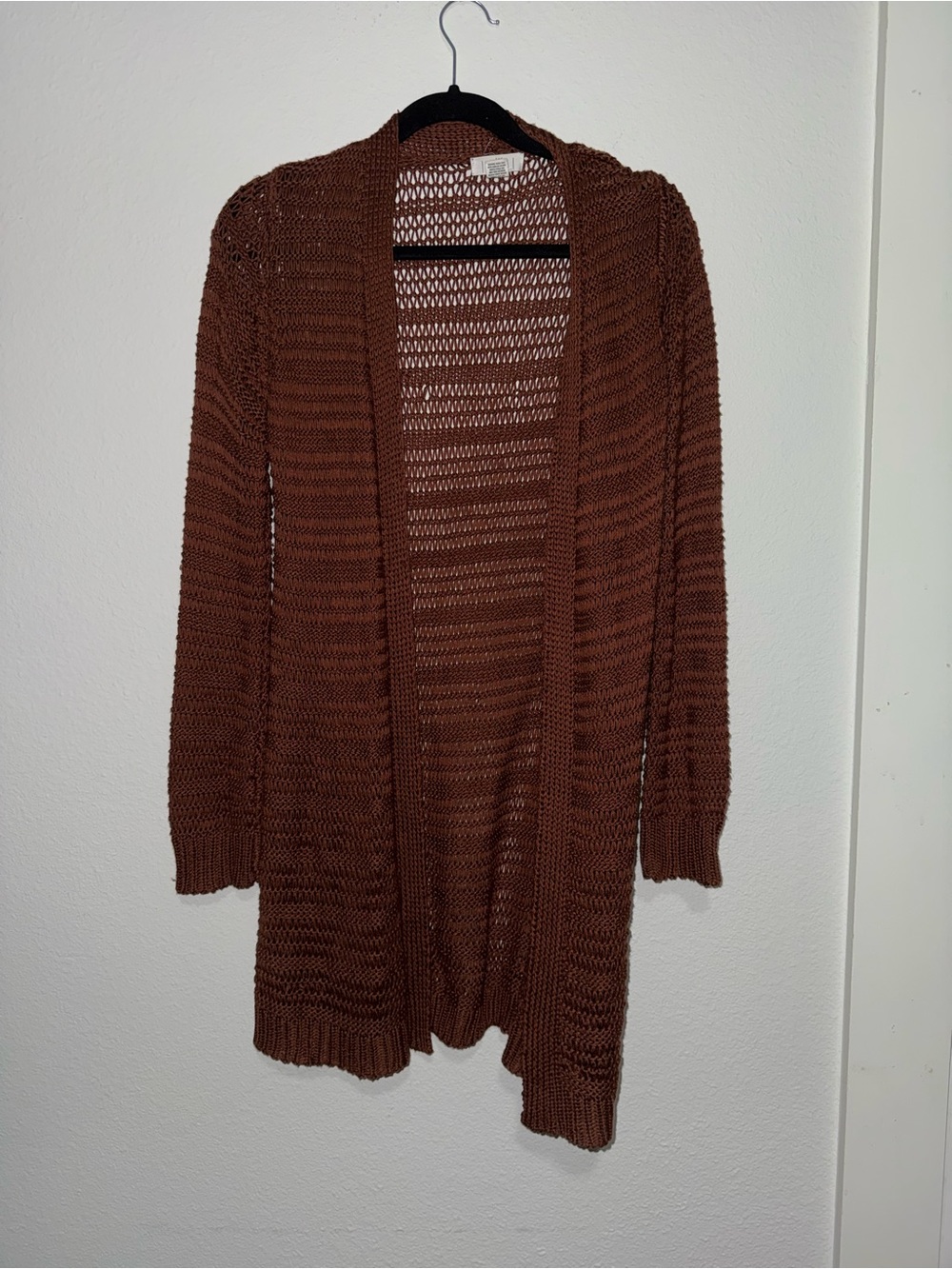 Open-Front Knit Cardigan in Rust